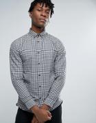 Selected Homme Long Sleeve Slim Fit Shirt In Gingham Check Button Down Collar - Navy