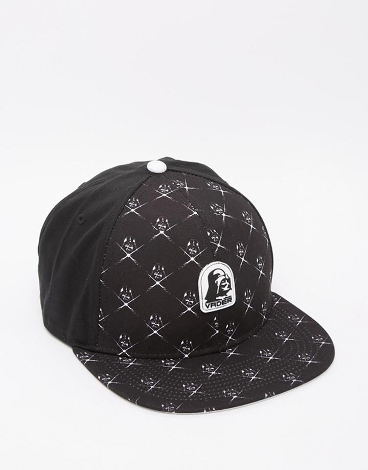 Asos Snapback Cap With Darth Vader Print - Black