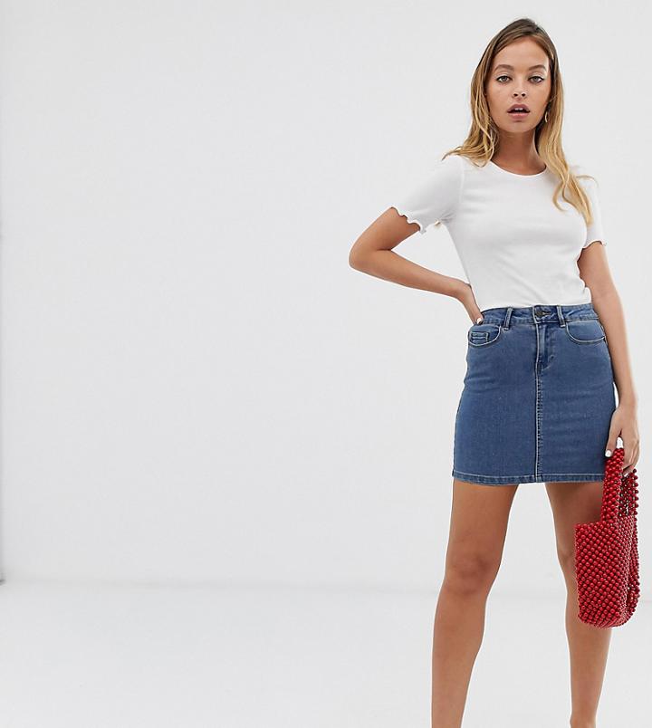 Vero Moda Petite Denim Mini Skirt-blue