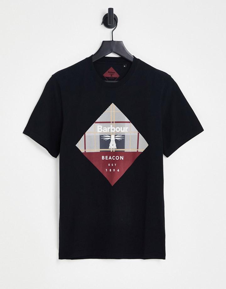 Barbour Beacon Becker Plaid Logo T-shirt In Black