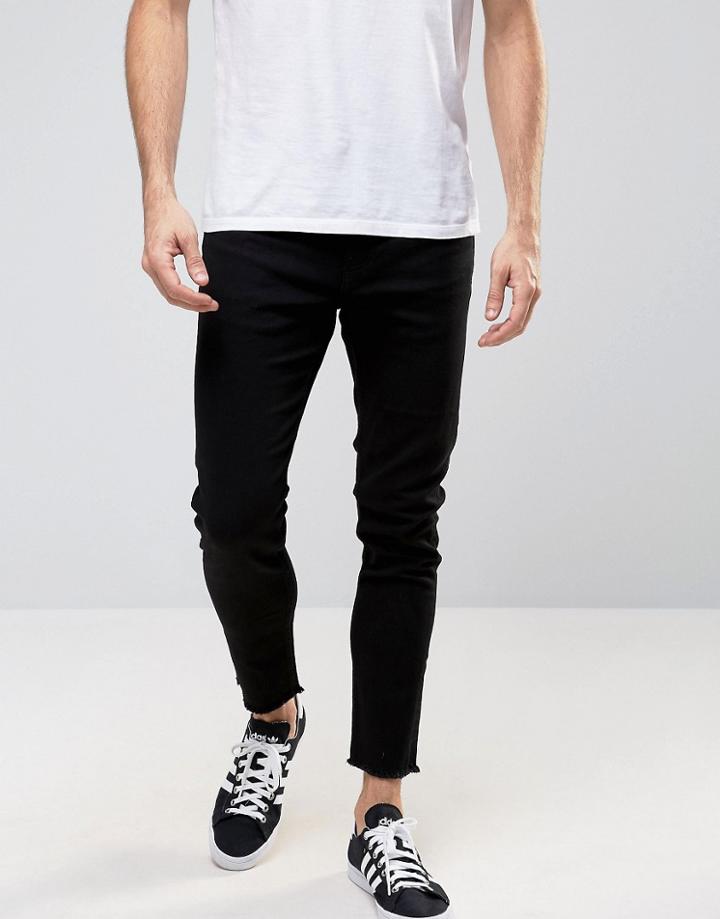 Only & Sons Skinny Jeans With Raw Edge - Black