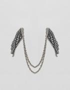 Asos Edition Collar Tips With Wing Design - Silver