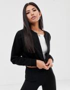 Asos Design Crop Bomber In Black