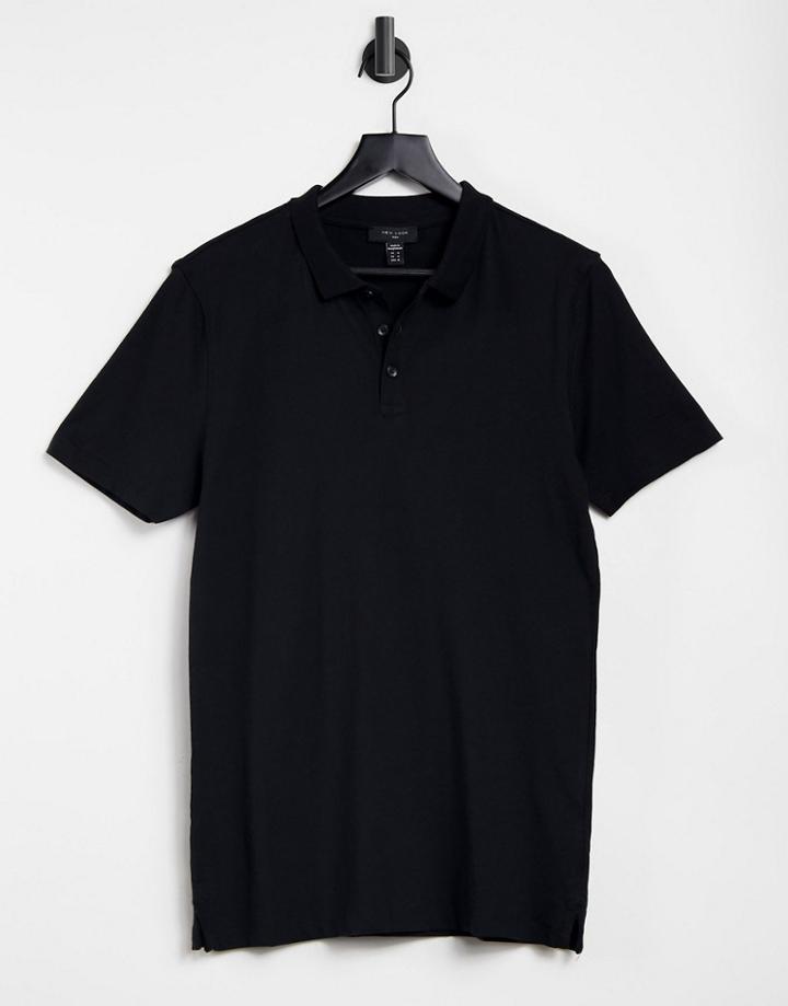 New Look Muscle Fit Jersey Polo In Black