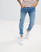 Produkt Skinny Fit Jeans In Washed Blue Denim - Blue