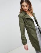 Brave Soul Stella Double Breasted Trench - Green