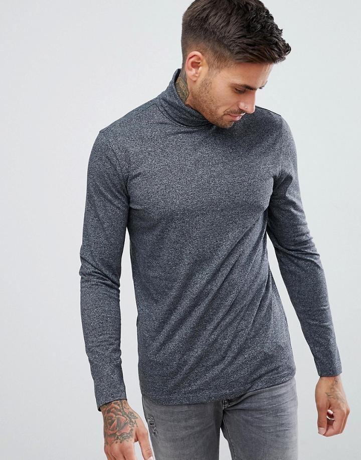 New Look Long Sleeve Top With Roll Neck In Gray Pattern - Gray