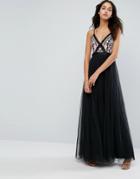 Needle & Thread Prarie Embroidery Tulle Maxi Dress - Black