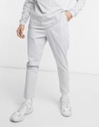 Asos Design High Waisted Cigarette Chino Pants In Light Gray-neutral