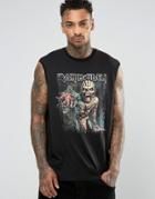 Asos Iron Maiden Oversized Tank With Book Of Souls Print - Black