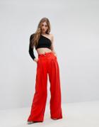 Prettylittlething Wide Leg Pants - Red