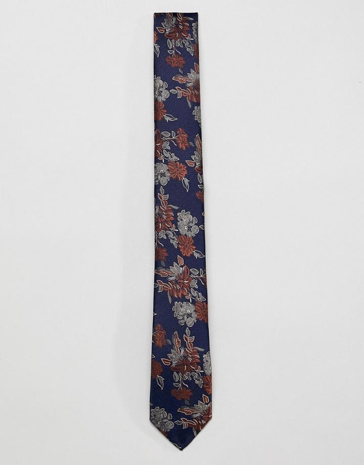 French Connection Floral Tie-navy