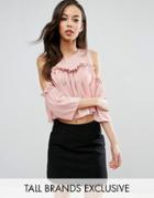 Fashion Union Tall Cold Shoulder Smock Top - Pink