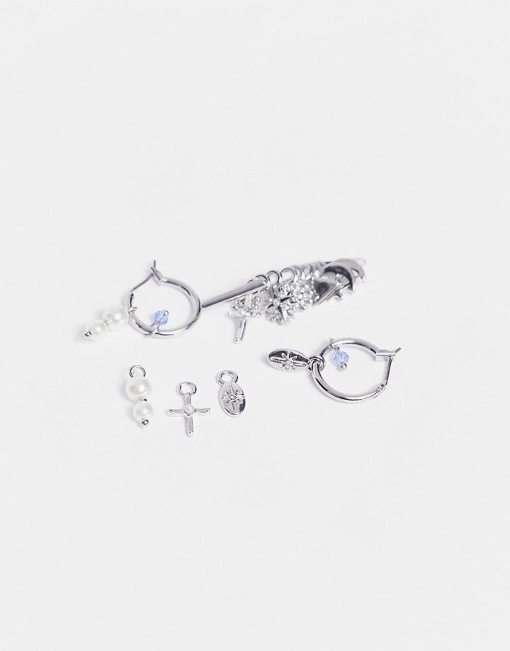 Pieces 'build Your Own' Charms Hoop Earrings In Silver