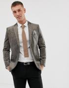 Harry Brown Dove Gray Velvet And Gold Embossed Skinny Fit Suit Jacket