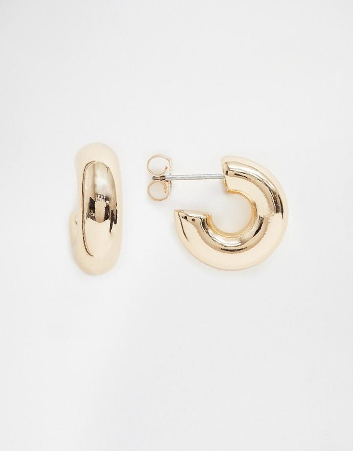 Weekday Small Thick Hoop Earrings In Gold - Gold