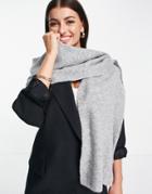 Asos Design Ribbed Knit Scarf In Mid Gray-grey