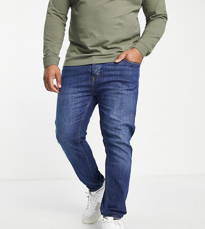 Topman Stretch Skinny Jeans In Mid Wash-blue