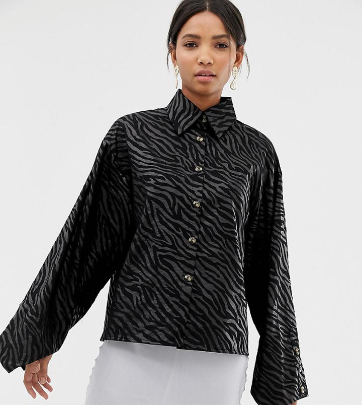 Ghospell Relaxed Blouse In Tonal Animal Print - Black