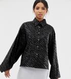 Ghospell Relaxed Blouse In Tonal Animal Print - Black