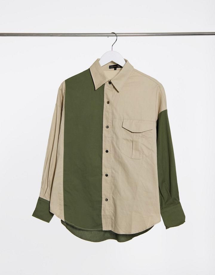Love & Other Things Contrast Panel Shirt In Green