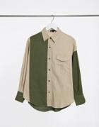 Love & Other Things Contrast Panel Shirt In Green