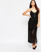 Motel Ebony Maxi Dress In Crochet Lace - Black