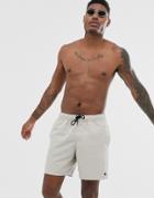 Asos Design Swim Shorts In Stone Mid Length - Beige