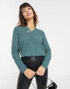 Esprit Geo Ditsy Print Woven Blouse In Green