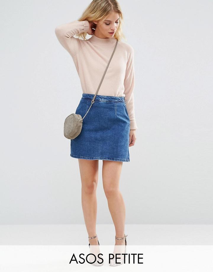 Asos Petite Mid Stonewash Utility Skirt - Blue