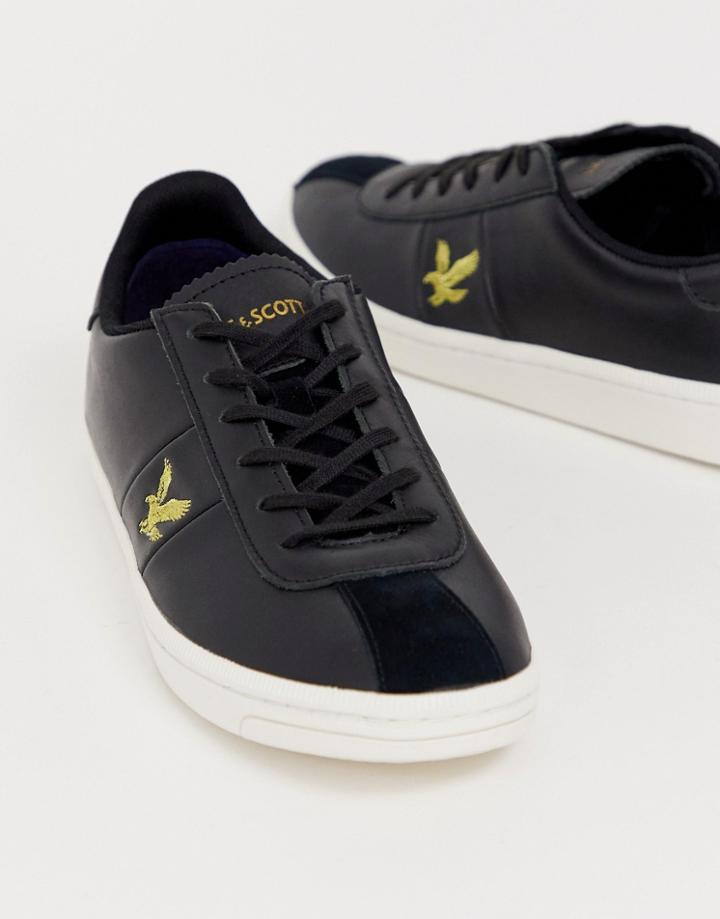Lyle & Scott Campbell Leather Lace Up Sneakers - Black