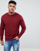 Asos Design Sweatshirt In Burgundy - Red
