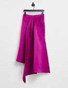 Vl The Label Wrap Asymmetric Midi Skirt In Hot Pink