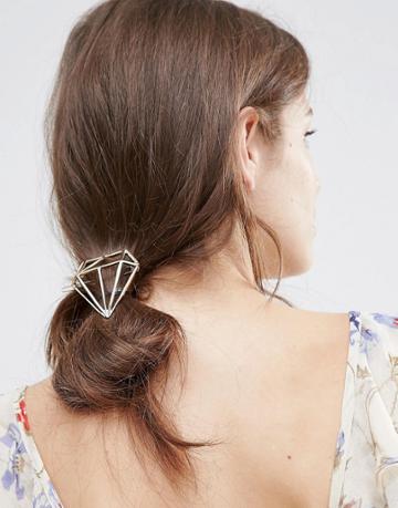Orelia Diamond Outline Hair Clip - Gold