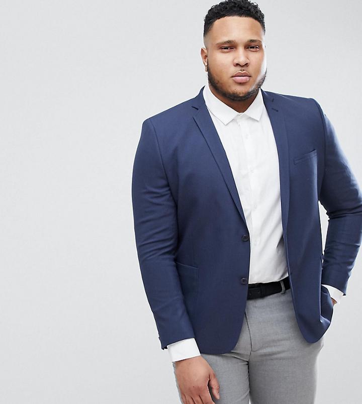 Asos Plus Skinny Blazer In Blue - Blue