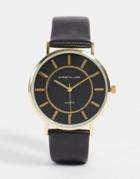 Christian Lars Mens Minimal Watch With Large Face In Black-gold