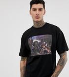 Heart & Dagger T-shirt With Placement Print In Black - Black