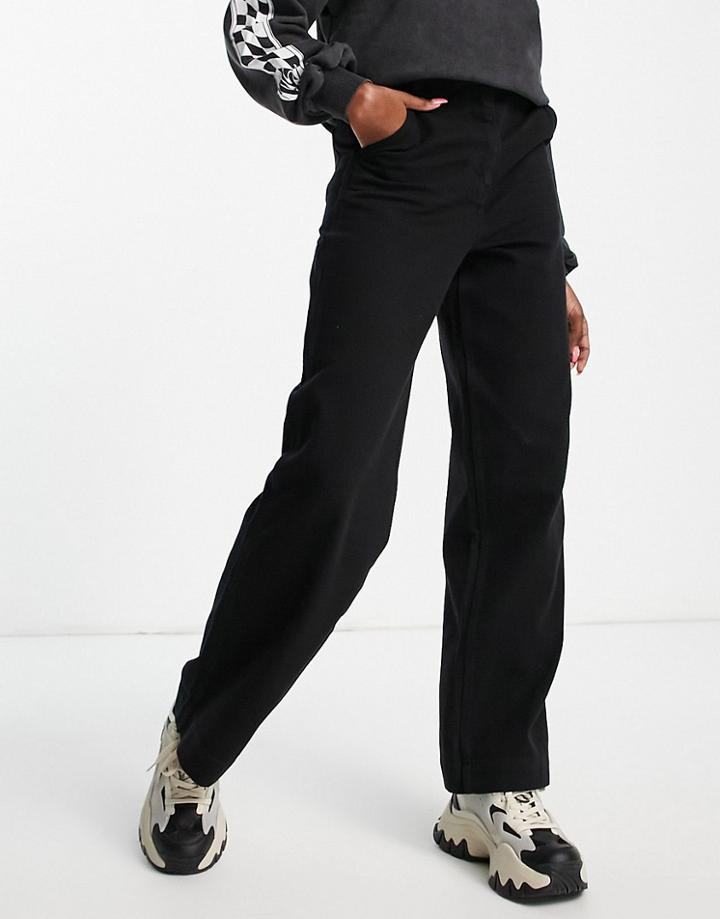 Topshop Straight Leg Casual Pants In Washed Black - Part Of A Set