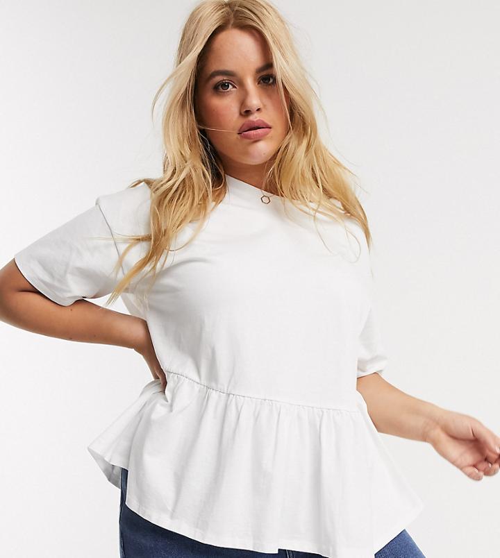 Asos Design Curve Casual Smock Top-white