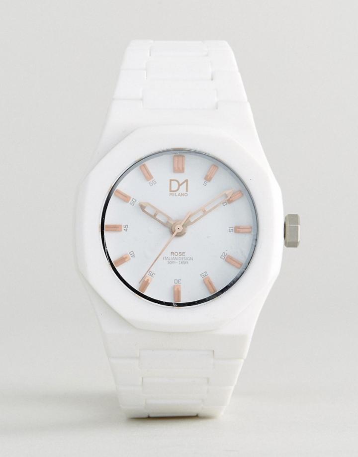 D1 Milano Rose Collection White Watch - Navy