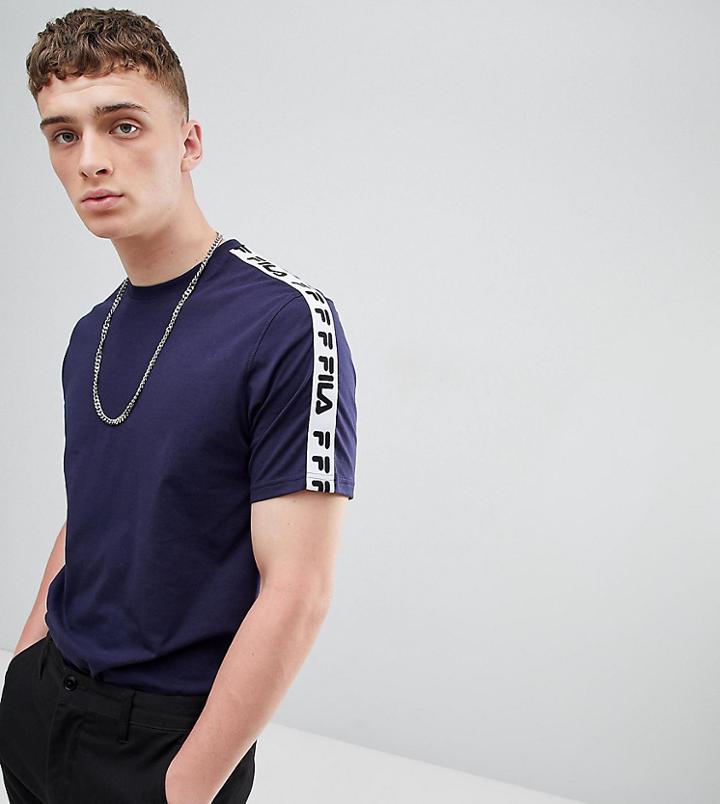 Fila T-shirt With Taping In Navy - Navy