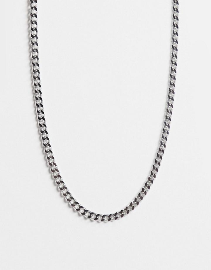 Asos Design Waterproof Stainless Steel Short Slim 4mm Neckchain In Silver Tone