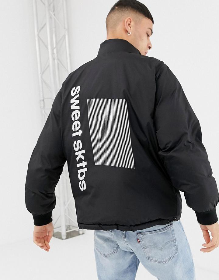 Sweet Sktbs Reversible Padded Jacket In Purple & Black - Purple
