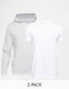 Asos Hoodie And Longline T-shirt 2 Pack Save 15%