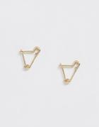 Asos Design Mini Safety Pin Earrings In Gold Tone - Gold