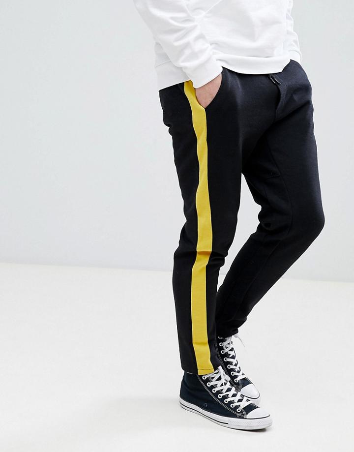 Stradivarius Side Stripe Jogger In Black - Black