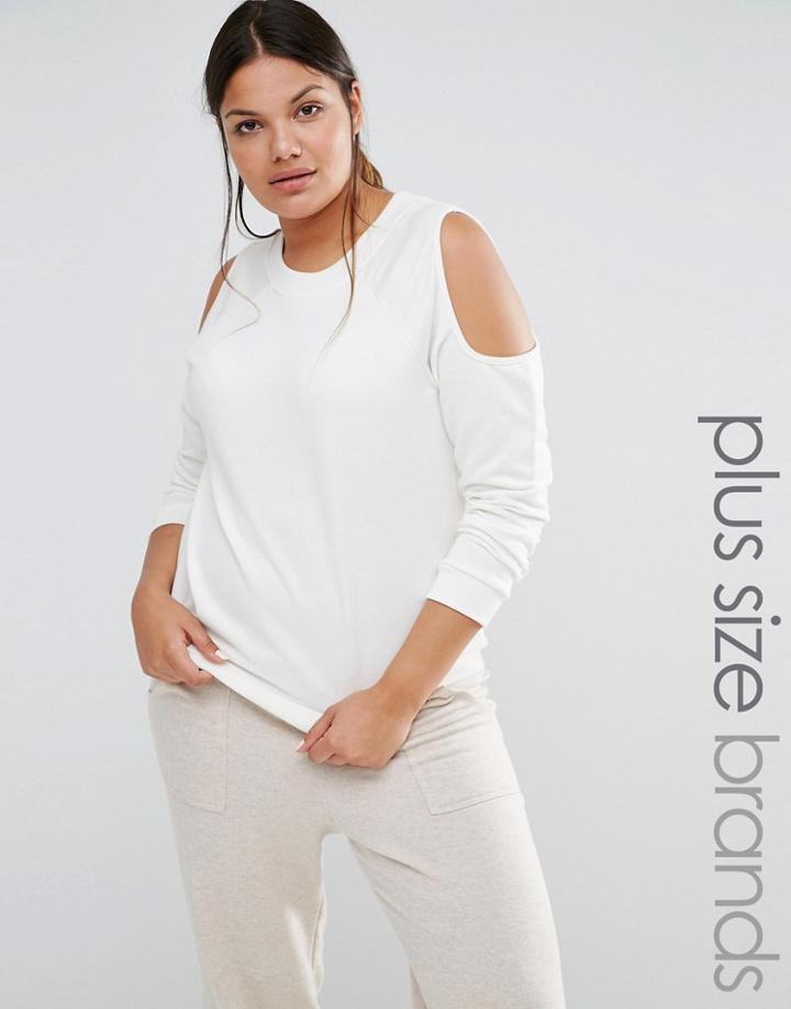 Pink Clove Cold Shoulder Sweatshirt - Cream