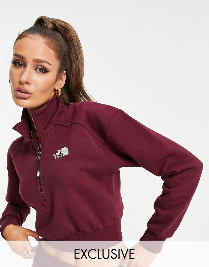 The North Face 1/4 Zip Fleece In Burgundy Exclusive At Asos-red