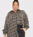 In The Style Plus X Megan Mckenna Oversized Plaid Shirt In Gray Multi