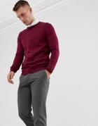Asos Design Cotton Sweater In Burgundy-red